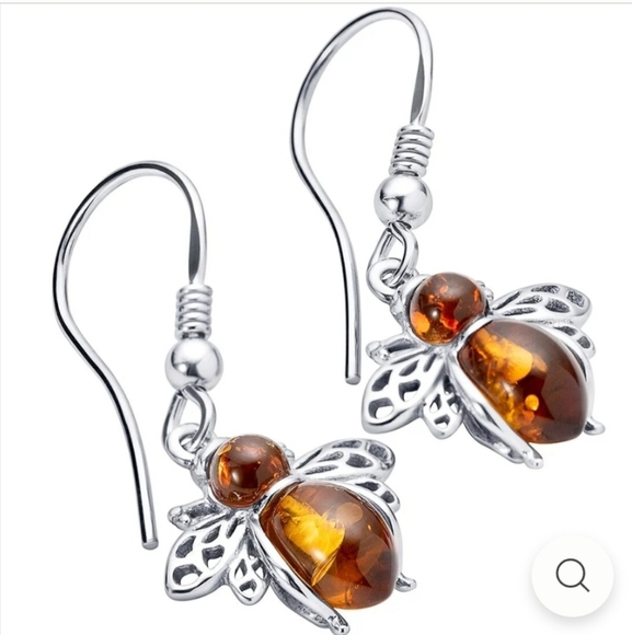 Jewelry - Honey Bee Dangle Earrings –Baltic Amber & Sterling Silver